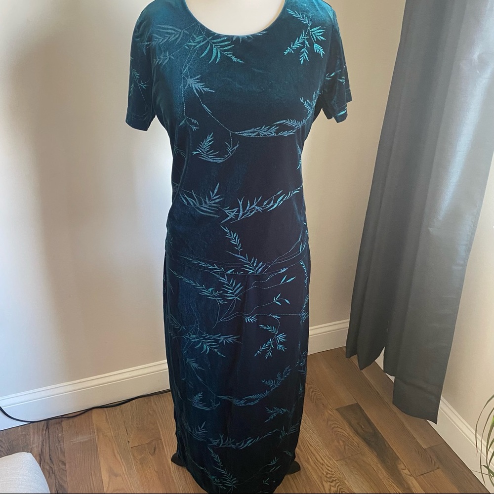 Vintage Kathie Lee Collection Green Velvet Dress … - image 1